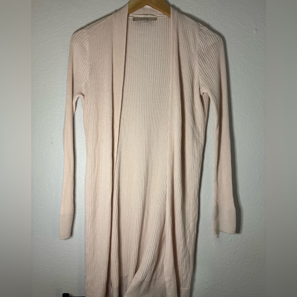 LOFT Cream Ribbed Knit Top
